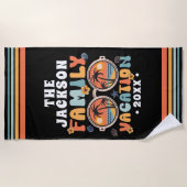 Palmen Sonnenbrille Retro Familienurlaub Groovy Strandtuch (Vorderseite)