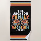 Palmen Sonnenbrille Retro Familienurlaub Groovy Strandtuch (Vorderseite)