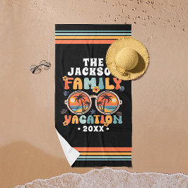 Palmen Sonnenbrille Retro Familienurlaub Groovy Strandtuch