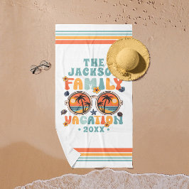 Palmen Sonnenbrille Retro Familienurlaub Groovy Strandtuch