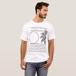 Palmen Sonnenstrand Retro Schwarz-Weiß Minimal T T-Shirt