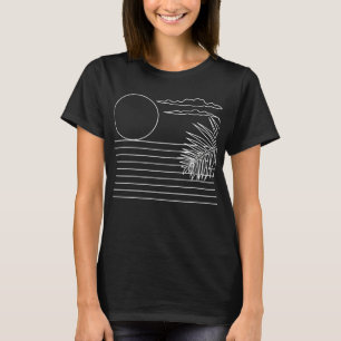 Palmen Sonnenstrand Retro Schwarzweiß Minimal  T-Shirt