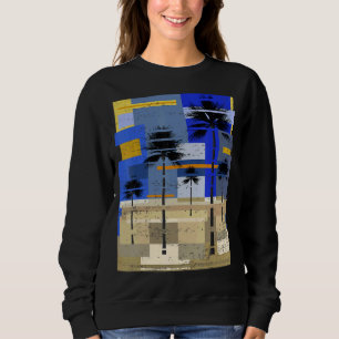 Palmen Sonnenuntergang Abstrakte Art Hipster Surfe Sweatshirt