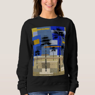 Palmen Sonnenuntergang Abstrakte Art Hipster Surfe Sweatshirt