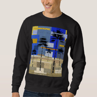 Palmen Sonnenuntergang Abstrakte Art Hipster Surfe Sweatshirt