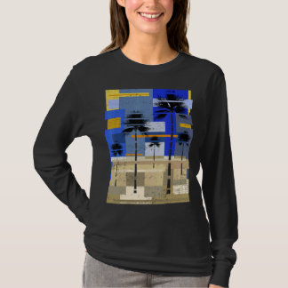Palmen Sonnenuntergang Abstrakte Art Hipster Surfe T-Shirt