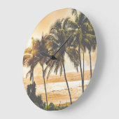 Palmen Sonnenuntergang: Goa Vintag Große Wanduhr (Winkel)