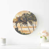 Palmen Sonnenuntergang: Goa Vintag Große Wanduhr (Zuhause)