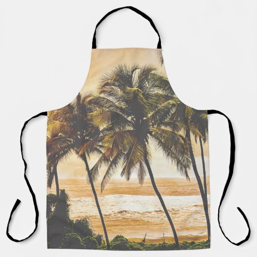Palmen Sonnenuntergang: Goa Vintag Schürze (Vorderseite)