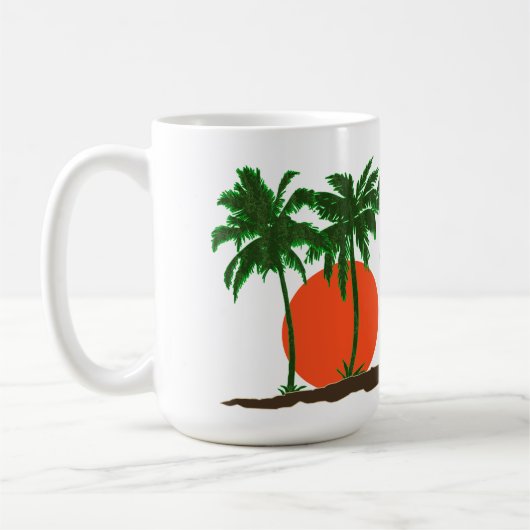 Palmen Sonnenuntergang Sonnenstrand Kaffeetasse (Links)