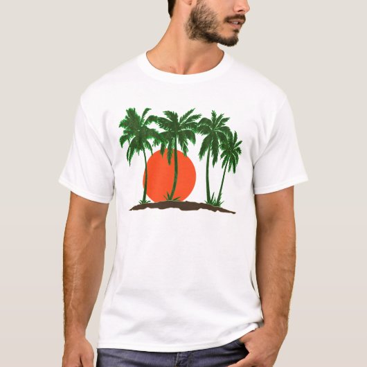 Palmen Sonnenuntergang Sonnenstrand T-Shirt (Vorderseite)