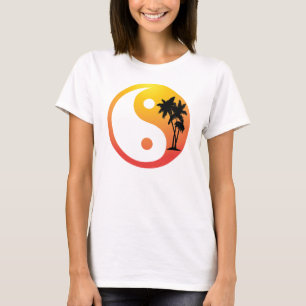 Palmen Sonnenuntergang Yin Yang am T-Shirt