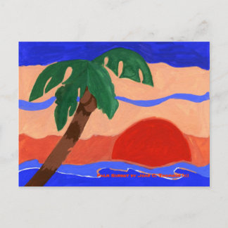 Palmen-Sonnenuntergangs-Postkarte Postkarte