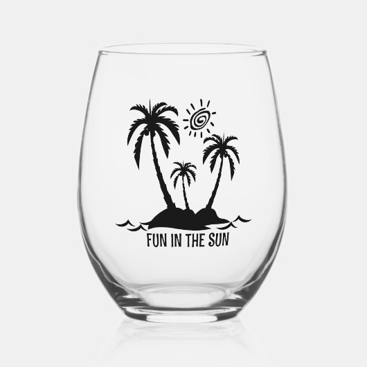 Palmen Spaß in der Sonne Weinglas Ohne Stiel (Vorderseite)