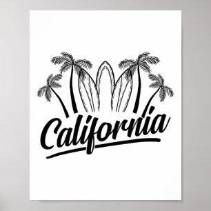 Palmen-Surfbrett California-Strand Cooler Reisende Poster