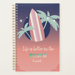 Palmen, Surfbrett, Lichterkette Strand Planer