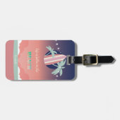 Palmen, Surfbrett, Strandlichtstrand Gepäckanhänger (Vorderseite horizontal)