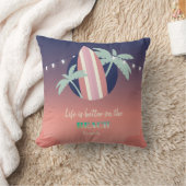 Palmen, Surfbrett, Strandlichtstrand Kissen (Decke)