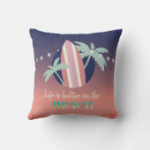 Palmen, Surfbrett, Strandlichtstrand Kissen (Rückseite)