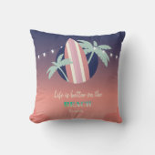 Palmen, Surfbrett, Strandlichtstrand Kissen (Vorderseite)