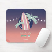Palmen, Surfbrett, Strandlichtstrand Mousepad (Mit Mouse)