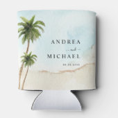 Palmen Trees Tropical Beach Hochzeit in Urlaubsort Dosenkühler (Rückseite)
