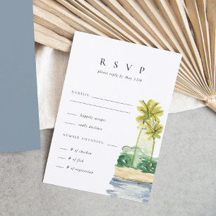 Palmen Trees Tropical Beach Hochzeit RSVP Karte