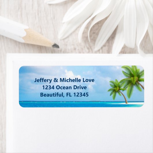 Palmen Trees Tropical Beach Rücksendeadresse (Insitu)