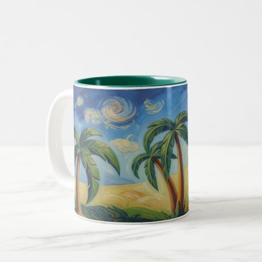 Palmen Tropic Impressionistischer Stil Kunst Tasse (Vorderseite Links)