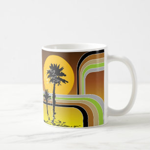 Palmen tropische Retro Beach Sonnenuntergang Strei Kaffeetasse