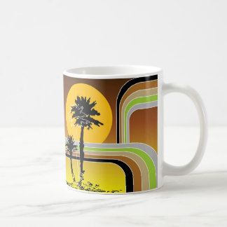 Palmen tropische Retro Beach Sonnenuntergang Strei Kaffeetasse