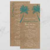 Palmen Tropische Türkisfarbene Strand Hochzeitspro Programm (Vorne/Hinten)