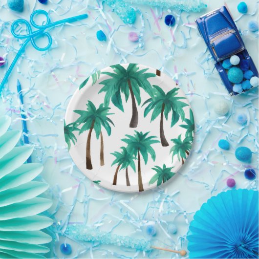 Palmen tropische Wasserfarben Pappteller (Party)