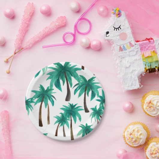 Palmen tropische Wasserfarben Pappteller (Party)