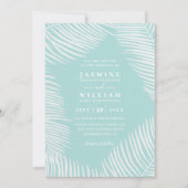 Palmen-Tropischer Strand Elegant Chic QR-Code Hoch Einladung (Vorderseite)