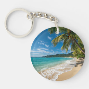 Palmen Tropischer Strand Ozean Schlüsselanhänger
