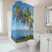 Palmen über dem Strand von Molokini Hawaii Duschvorhang (Beispiel)