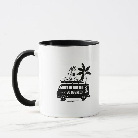 Palmen und 80 Grad Retro Van Surf Tasse (Links)