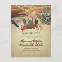Palmen und Ananas Rustikaler Strand Save the Date