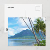 Palmen und Berge in Bora Bora Postkarte (Vorne/Hinten)