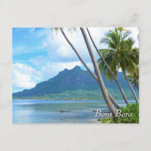 Palmen und Berge in Bora Bora Postkarte