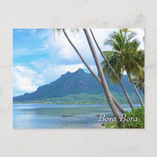 Palmen und Berge in Bora Bora Postkarte (Vorderseite)
