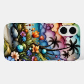 Palmen und Fantasy-Blume Case-Mate iPhone Hülle (Rückseite (Horizontal))