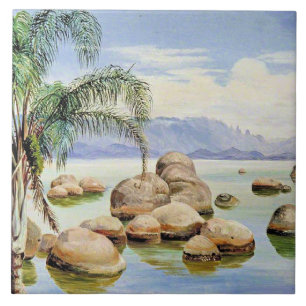 Palmen und Felsen, Bucht von Rio, Fliese