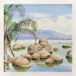 Palmen und Felsen, Bucht von Rio, Glasuntersetzer
