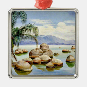 Palmen und Felsen in der Bucht von Rio, Brasilien Ornament Aus Metall