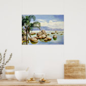 Palmen und Felsen in der Bucht von Rio, Brasilien Poster (Küche)