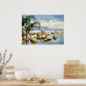 Palmen und Felsen in der Bucht von Rio, Brasilien Poster (Küche)