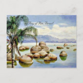 Palmen und Felsen in der Bucht von Rio, Brasilien Postkarte (Vorderseite)