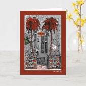 Palmen und Flamingo Karte (Gelbe Blume)